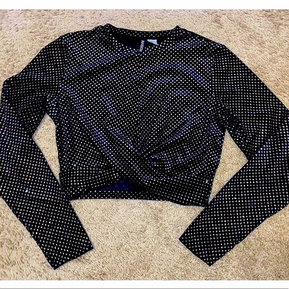 H&M Glitter Polka Dot Long Sleeve Crop